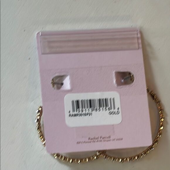 NWT Rachel Parcell Gold Tone Rhinestone Clear Crystal Hoop Earrings - Picture 4 of 4